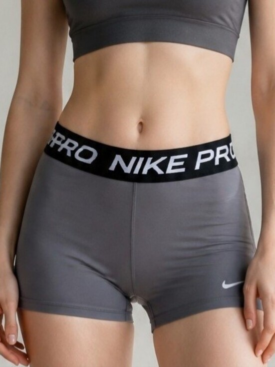 Nike Pants - Nike Pro Women's Gray Compression Bike Shorts with Branded Waistband #SHO4